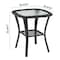 Manhattan Comfort Fruttuo Swivel Steel Rattan 3-Piece Patio Conversation Set with Cushions in Grey OD-CV018-GY - alternate 4